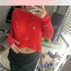 Aerie Distressed Knit Sweater